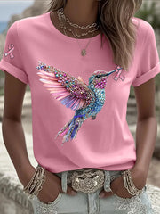 Women's Pink Ribbon Print Casual T-shirt