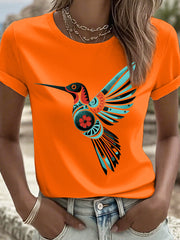 Women's Tribal Hummingbird Print T-Shirt
