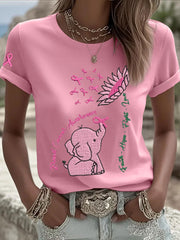 Women's Breast Cancer Elephant Sunflower T-Shirts
