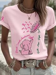 Women's Breast Cancer Elephant Sunflower T-Shirts