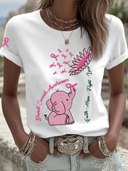 Women's Breast Cancer Elephant Sunflower T-Shirts