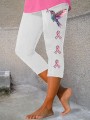Women's Pink Ribbon Print Casual Leggings