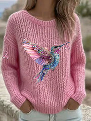 Women's Pink Ribbon Print Casual Top