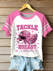 Women's Tachle Breast Cancer Breast Cancer Awareness Round Neck Short Sleeve T-shirt