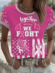 Women's Breast Cancer Pink Printed T-shirt