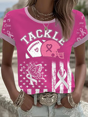 Women's Breast Cancer Pink Printed T-shirt