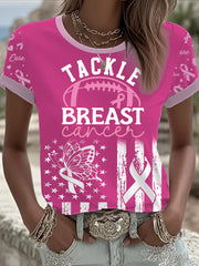 Women's Breast Cancer Pink Printed T-shirt