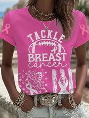 Women's Tackle Breast Cancer Printed T-shirt