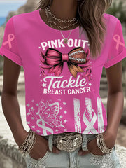 Women's Tackle Breast Cancer Printed T-shirt