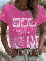 Women's Tackle Breast Cancer Printed T-shirt