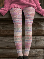 Women's Pink Striped Print Casual Leggings