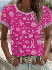 Women's Breast Cancer Printed T-shirt