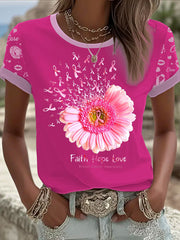 Women's Breast Cancer Printed T-shirt