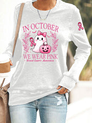 Women's In October We Wear Pink Printed Casual Sweatshirt