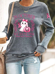Women's In October We Wear Pink Printed Casual Sweatshirt