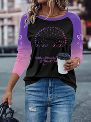 Women's Breast Cancer long-sleeved T-shirt with dropped shoulders
