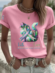 Women's Metastatic Breast Cancer Awareness Print Casual T-Shirt