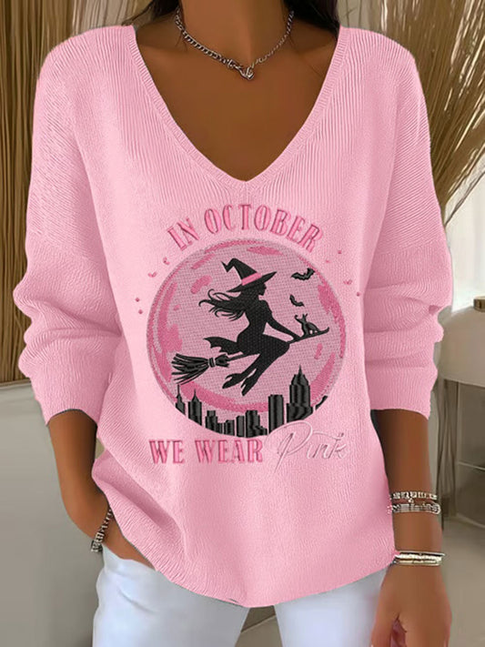 Women's In October We Wear Pink Printed Casual Top