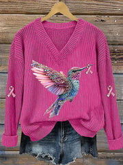 Women's Breast Cancer Awareness Pink Ribbon Print Casual Top