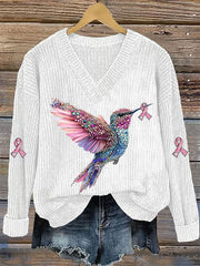 Women's Breast Cancer Awareness Pink Ribbon Print Casual Top