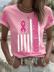 Women's Pink Breast Cancer Printed T-shirt