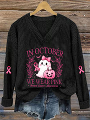 Women's In October We Wear Pink Printed Casual Top