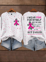 Women's Breast Cancer Awareness I Wear Pink For Myself My Scars Tell A Story Sweatshirt