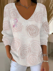 Women's Breast Cancer Pink Printed Casual Top
