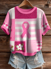 Women's Breast Cancer Awareness Inspired Crochet Art Top