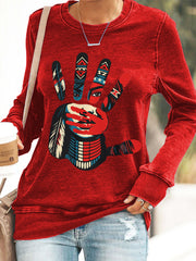 Women's MMIW Red Hand Print Washed Sweatshirt