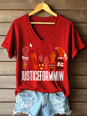 Women's Justice For MMIW Print V-Neck T-Shirt