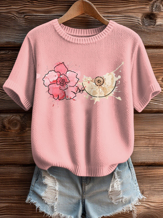 Women's Breast Cancer Awareness Art Painting Knit Top