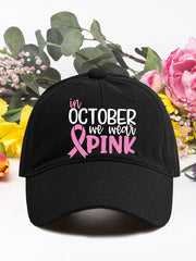 In october we wear pink breast cancer neutral hats