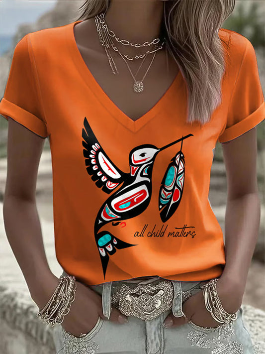 Women's All Child Matters Printed Casual T-shirt