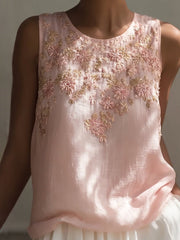 Women's Breast Cancer Pink Floral Sleeveless Tops