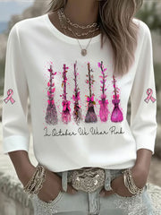 Women's In October We Wear Pink Printed Casual T-shirt