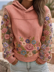 Women's Breast Cancer Pink Floral Print Sweatshirts