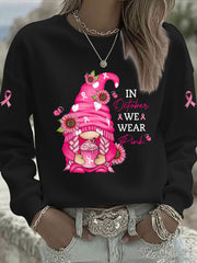 Women's Pink Ribbon Print Casual Sweatshirt
