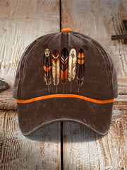 Indigenous feather art neutral hats