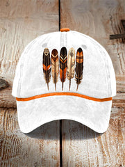 Indigenous feather art neutral hats