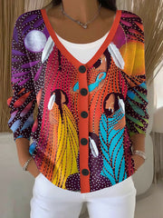 Women's Indigenous Art Print Cardigan
