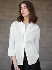 Women's Linen Hollow Lace Design Shirt