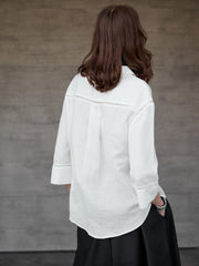 Women's Linen Hollow Lace Design Shirt
