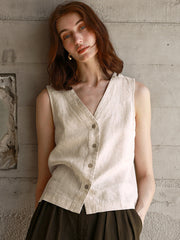 Women's Casual Linen Vest