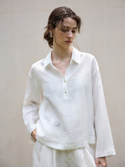 Women's Linen V-neck Casual Shirt
