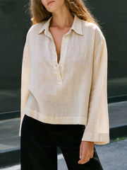 Women's Linen V-neck Casual Shirt
