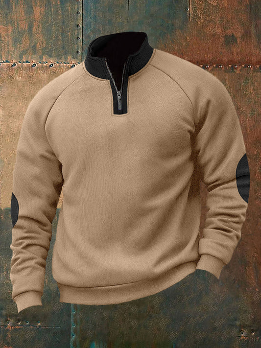 Men's Solid Color Half-Zip fur Pullover