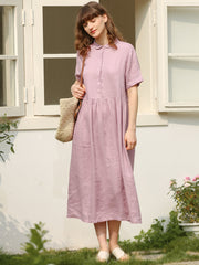 Women's Linen Short Sleeve Dress