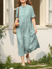 Women's Linen Short Sleeve Dress