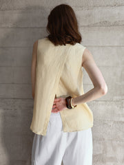 Women's Linen Round Neck Sleeveless Tank Top